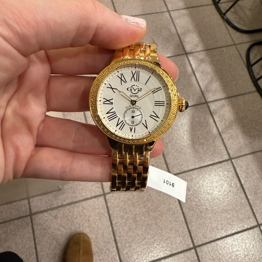 GV2 Gevril Women's Gold Watch with White Dial